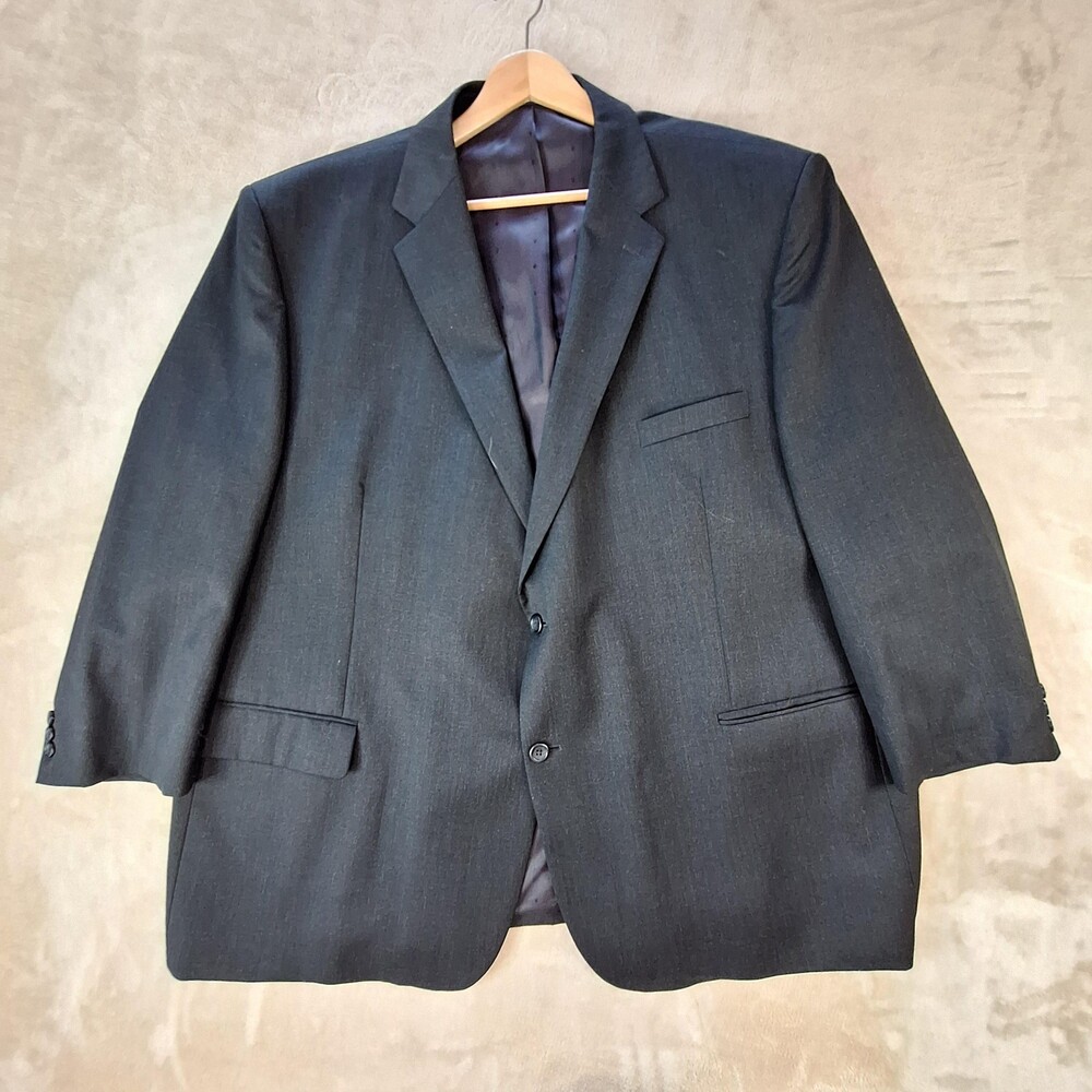 Joseph & Feiss Suit Jacket Mens 56 Regular Gray Wool Single Vent 2 Button 54W